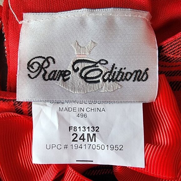 NWT Rare Editions Flannel Plaid Red Black Ruffle Top Girls 24M Months - Picture 6 of 9